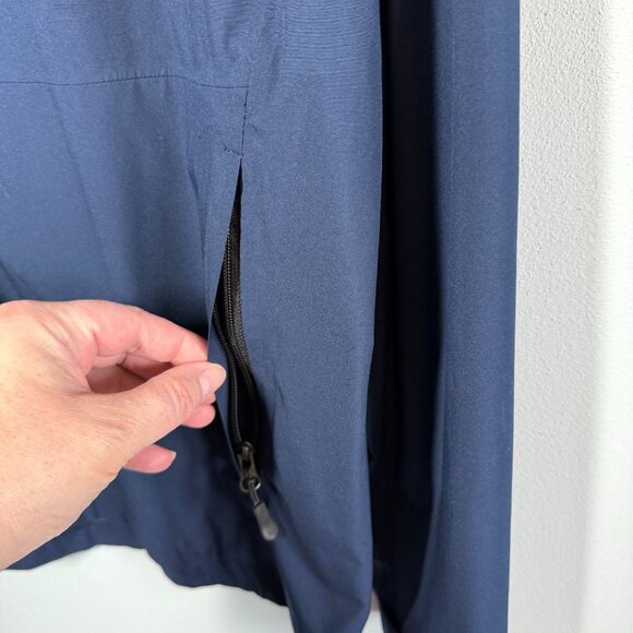 32 Degree Cool Navy Blue Waterproof Hooded Rain Jacket Mens Large Pockets - Picture 11 of 16